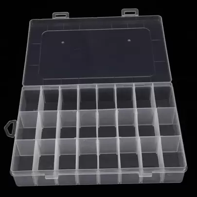 24-compartment Clear Plastic Bead And Jewelry Storage Box