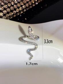 哥德式閃亮蛇戒指鑲嵌立方氧化鋯可調式袖口戒指獨特的男女珠寶特殊派對裝飾 - 時尚纏繞小蛇女士個性食指戒 - 查看 2