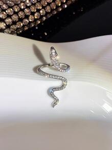 哥德式閃亮蛇戒指鑲嵌立方氧化鋯可調式袖口戒指獨特的男女珠寶特殊派對裝飾 - 時尚纏繞小蛇女士個性食指戒 - 查看 4