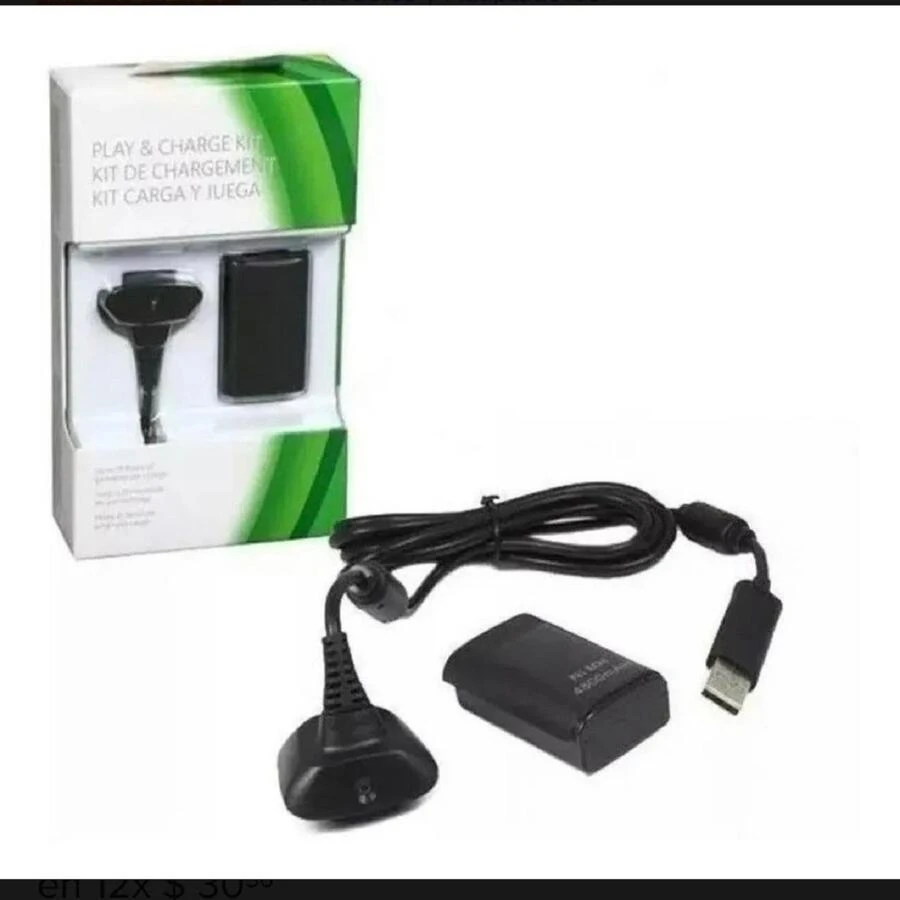 Charger Cable And Rechargeable Battery For Xbox 360 Controller - Black - View 1