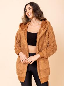 Women Faux Fur Coats - Camel - View 4
