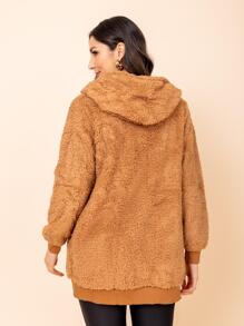Women Faux Fur Coats - Camel - View 6