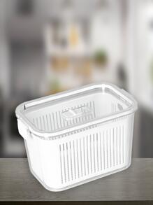 Pote Hermético M c/ Cesto para Drenagem e Tampa Multiuso 1780ml Organizador de Comida Geladeira BPA Free Material Resistente - Branco - Visão 2