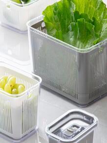 Pote Hermético M c/ Cesto para Drenagem e Tampa Multiuso 1780ml Organizador de Comida Geladeira BPA Free Material Resistente - Branco - Visão 4