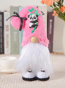 1pc Panda Decoration Gonk Figurine Ornament Craft - Pink - View 1