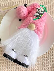 1pc Panda Decoration Gonk Figurine Ornament Craft - Pink - View 3