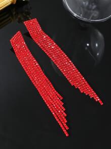 Red Club Bar Tassel Green Crystal Earring For Women 1Pair 10-12cm