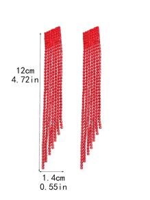 Red Club Bar Tassel Green Crystal Earring For Women 1Pair 10-12cm