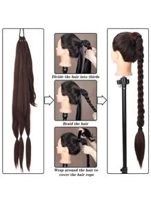 1入組長髮辮子馬尾綁帶，休閒款 - 棕色 - 查看 3