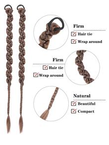 Long Braiding Hair Extensions 2 Pieces Set, Black Twisted Box Braided Ponytail Extension - Light Brown - View 6