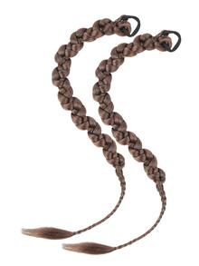 Long Braiding Hair Extensions 2 Pieces Set, Black Twisted Box Braided Ponytail Extension - Light Brown - View 5
