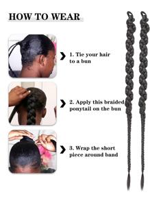 Long Braiding Hair Extensions 2 Pieces Set, Black Twisted Box Braided Ponytail Extension