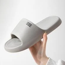 Men Geometric Detail Non Slip Slides, Fashionable Outdoor EVA Slippers - Grey - View 5