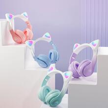 Wireless Cat Ear Headphones, Bluetooth, RGB Light - 紫色 - 查看 3