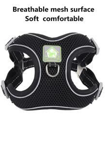 1入組反光寵物背帶和1条皮带適用於狗狗適用於戶外 - 黑色 - 查看 5