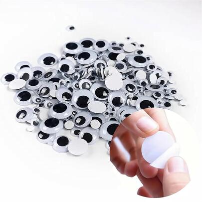 50pcs/100pcs Stick-on Wiggly Cute Big Eyes 6mm 8mm 10mm 12mm 15mm For Doll Making, Diy Christmas Halloween Eye Stickers