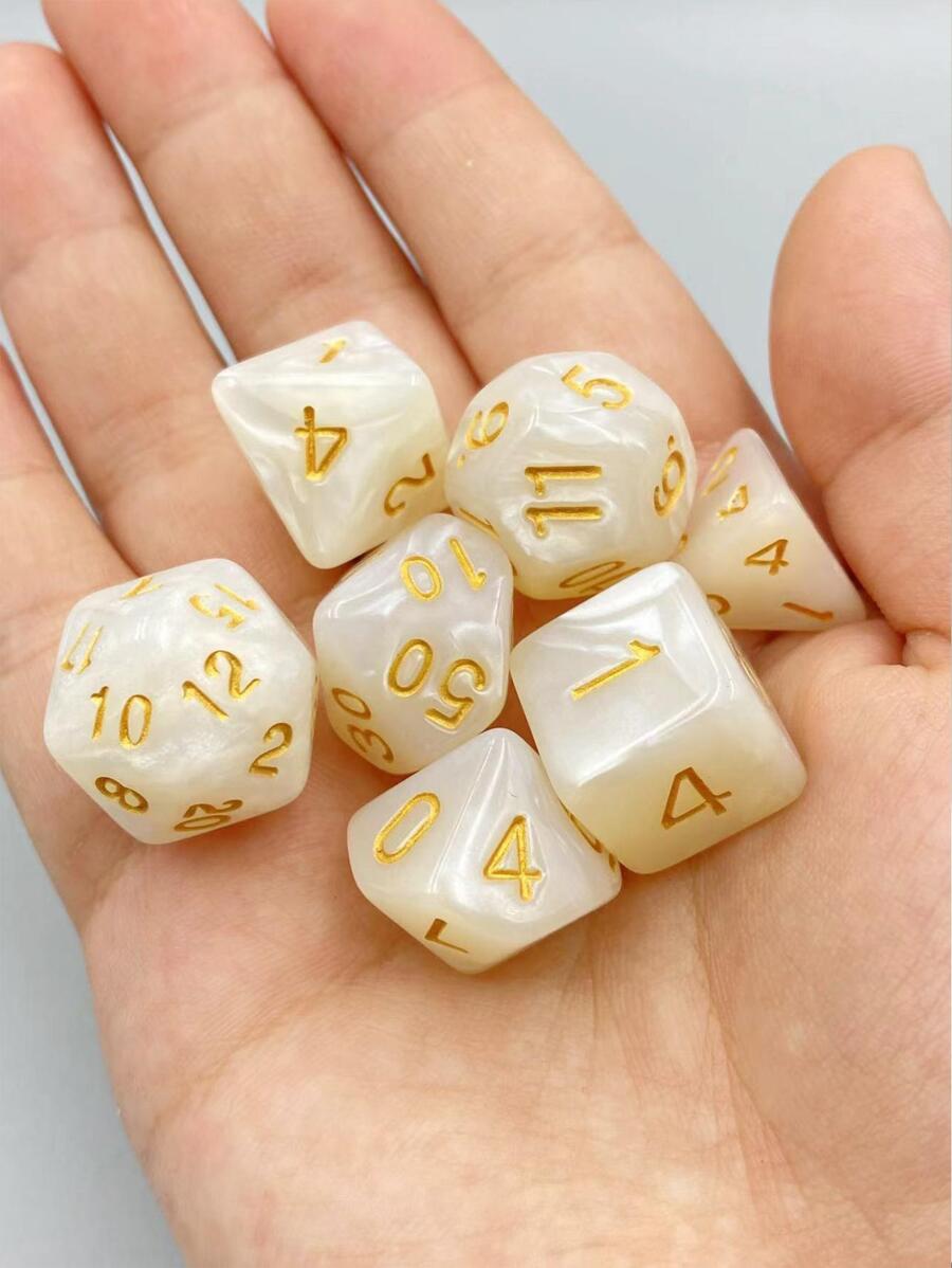 7入組亞克力多面體白色骰子適用於棋盤遊戲 - 彩色 - 查看 1