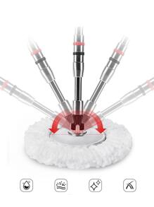 Cubeta para trapear de Acero con exprimidor, atrapa Polvo, Pelusa y Suciedad, Incluye 2 repuestos Intercambiables de Microfibra, Extensible Giratorio 360° y cubeta - Gris - Ver 5