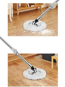 Cubeta para trapear de Acero con exprimidor, atrapa Polvo, Pelusa y Suciedad, Incluye 2 repuestos Intercambiables de Microfibra, Extensible Giratorio 360° y cubeta - Gris - Ver 8