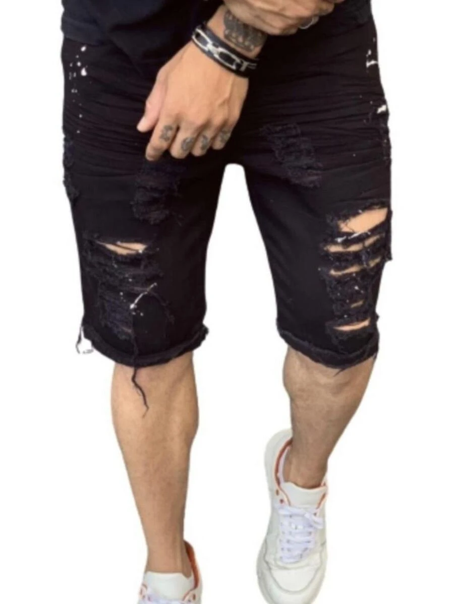 Men Denim Shorts - màu đen - Xem 1