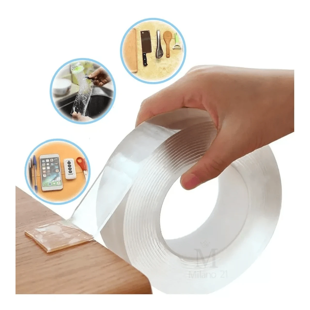 Cinta adhesiva doble cara transparente 3 metros - transparente - Ver 1