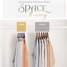 HOUSE DAY 天鵝絨衣架 60入組，高級衣架防滑毛氈衣架，堅固的黑色衣架重型衣架，耐用西裝衣架節省空間，無衣架標記 360 度旋轉，黑色 - 黑色 - 查看 5