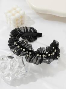 Faux Pearl Decor Ruffle Trim Headband - Nhiều màu - Xem 1