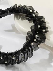 Faux Pearl Decor Ruffle Trim Headband - Nhiều màu - Xem 3
