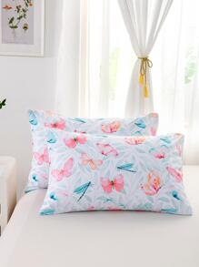 2 piezas Fundas de almohada con mariposa & libélula con estampado sin interno núcleo - Multicolor - Ver 3