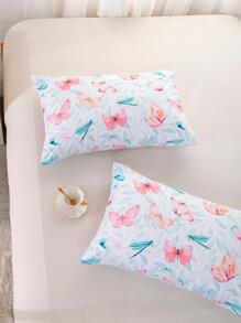 2 piezas Fundas de almohada con mariposa & libélula con estampado sin interno núcleo - Multicolor - Ver 6