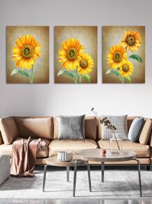 3 piezas con girasol patrón sin enmarcar de lona arte para casa adorno - Multicolor - Ver 1