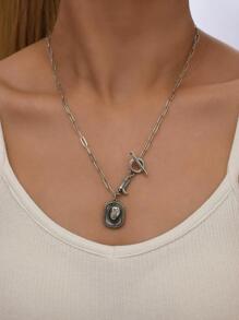 PC Cổ Điển Phong Cách Phương Tây Mũ Cao Bồi, Boot & Boot Mặt Dây Chuyền Vòng Cổ Cho Phụ Nữ, Sử Dụng Hàng Ngày - Màu Bạc Cổ - Xem 1