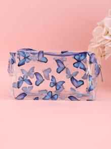 1pc School Pencil Case Transparent Butterfly Stationery Box Large Capacity Cute Pencil Bag Girls Storage Bag Pencilcase