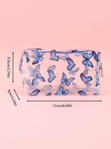 1pc School Pencil Case Transparent Butterfly Stationery Box Large Capacity Cute Pencil Bag Girls Storage Bag Pencilcase
