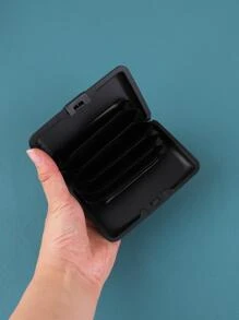 1pc Black Business Portable Business Card Holder - Black - View 4