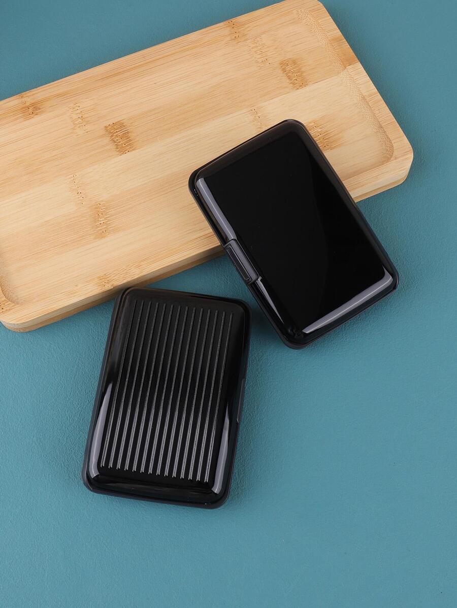 1pc Black Business Portable Business Card Holder - Black - View 1