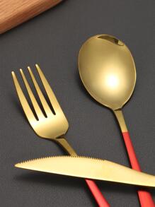 3 piezas/set portátil de acero inoxidable Cuchillo , Tenedor , Cuchara Set cubiertos con caja - Multicolor - Ver 3