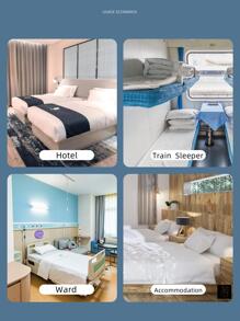 1 bộ Vỏ chăn dùng một lần di động & Tấm phẳng & Vỏ gối - trắng - Xem 7