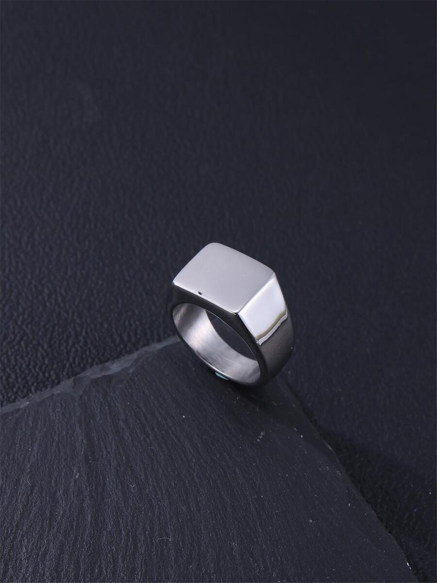 FEEL STYLE 1Pc Phong Cách Đơn Giản Thép Không Gỉ Hình Học Vòng Kín Thích Hợp Cho Nam Mặc Hàng Ngày - Bạc - Xem 1