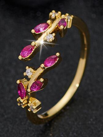 1入組時尚簡約風格多用途方晶鋯石圓環適合女士,情人節,情侶生日禮物