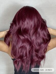HAIRCUBE 24英寸合成紫紅色長捲髮,中分,為美麗性感女性而設 - 酒紅色 - 查看 6