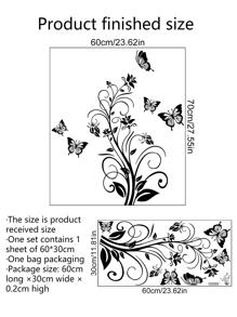 1pc Black Vine Flower & Butterfly Fridge Decoration Sticker, Stickers, Wall Decal, Vinly Decal For Home Decorations, Spring Decoration Items Refresh Your Home, Festival Decoration Stickers Gifts Birthday Graduation