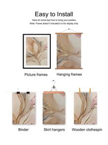 3pcs/Set Aquarelle Smudges Stains With Brown And Pink Background Abstract Painting Fluid Ink Art Petals Posters & Canvas Prints Modern Wall Decor For Home, Living Room, Bedroom Decoration (Frameless ) Gifts Birthday Graduation
