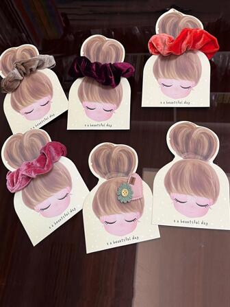10pcs Hair Clip & Hair Tie Storage Card, Gift For Valentine's Day Back To School