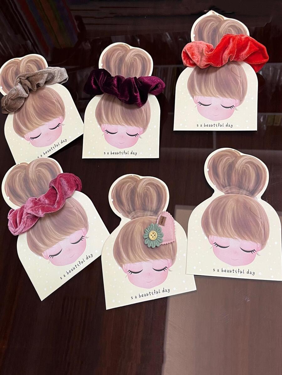10pcs Hair Clip & Hair Tie Storage Card, Gift For Valentine's Day Back To School, Room Decor - Brown - View 1