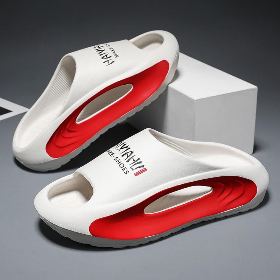 2025新款男士拖鞋轻便人字拖防滑户外运动沙滩鞋厚底软底增高鞋 - 白色 - 查看 1