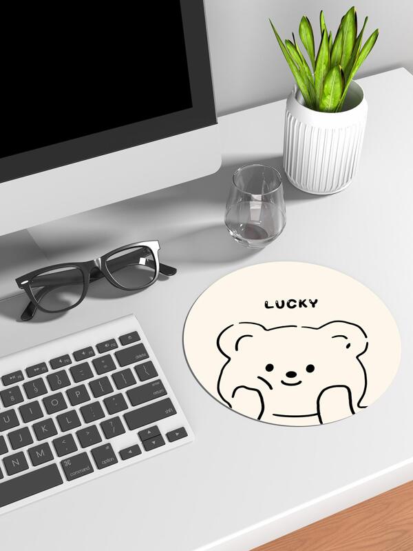 Cartoon Bear Pattern PU Leather Mouse Pad