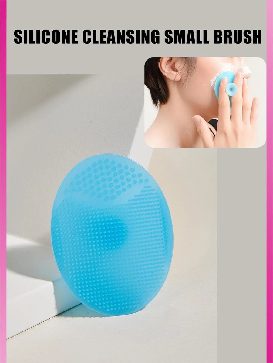 baopinger Single Oval Silicone Face Wash Brush- Blue, Manual Face Wash Brush Gentle Exfoliating Face Wash Brush, Silicone Face Wash Brush Soft Face Wash Massager - Blue - View 1