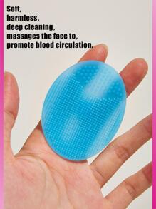 baopinger Single Oval Silicone Face Wash Brush- Blue, Manual Face Wash Brush Gentle Exfoliating Face Wash Brush, Silicone Face Wash Brush Soft Face Wash Massager - Blue - View 3