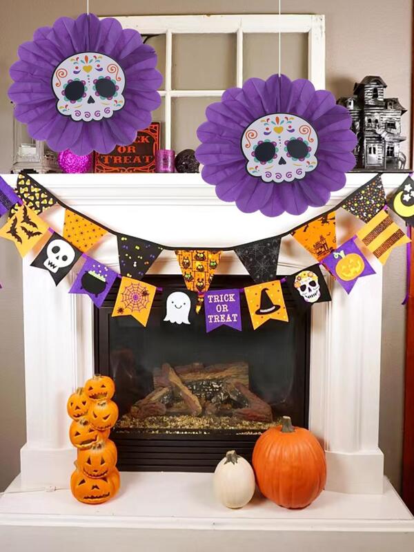 Halloween Scene Decoration Set Of Hanging Paper Fans SHEIN UK